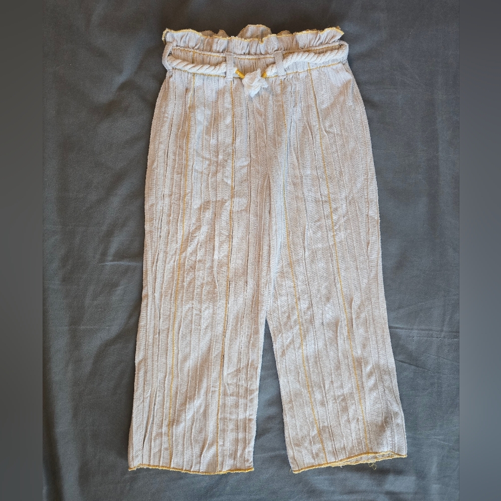 Zara Cream Pants with Yellow Trim